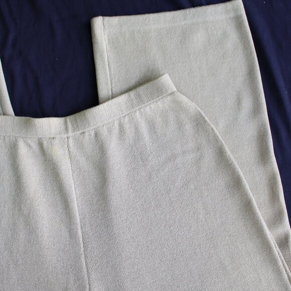 St. John Collection Marie Gray Santana Knit sweater wide leg Dress pants tan 16 - Picture 5 of 8